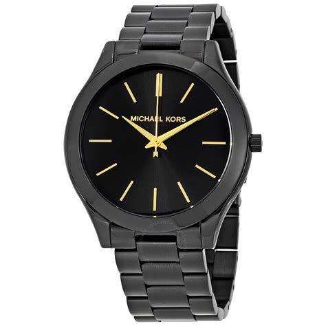 michael kors leather slim runway watch black|Michael Kors mk3221.